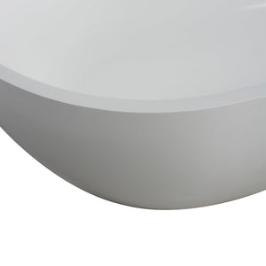 English Elm 59 Inch Oval Freestanding Soaking Tub Solid Stone Resin Matte White Spa Bath W1613121722