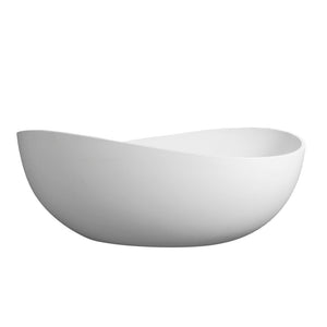 English Elm 63 Inch Stone Resin Freestanding Soaking Tub Matte White Spa Bath for Modern Homes W1613P160639