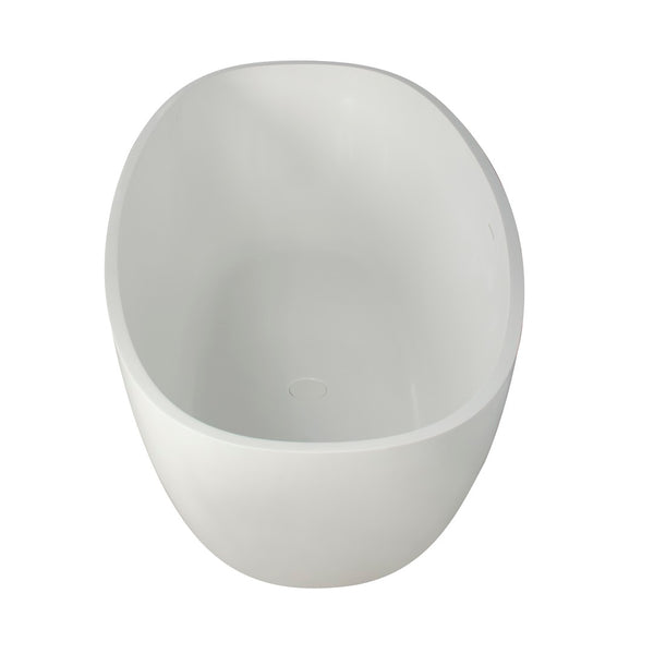 English Elm 65.2 Inch Stone Resin Freestanding Soaking Tub Matte White Spa Bath W1613P160636