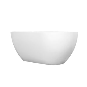 English Elm 59 Inch Oval Freestanding Soaking Tub Solid Stone Resin Matte White Spa Bath W1613121722