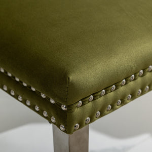 English Elm Nikki Elegant Tufted Velvet Dining Chair with Solid Wood Frame, High-Density Foam & Steel Spring Olive Green W1143P151488