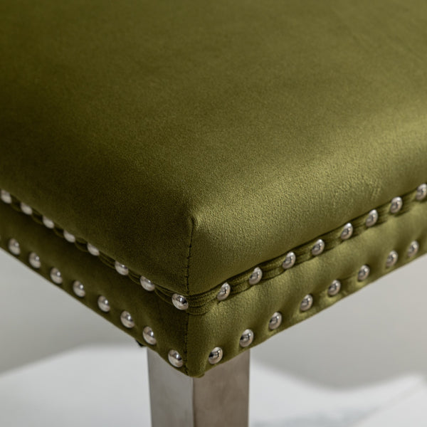 English Elm Nikki Elegant Tufted Velvet Dining Chair with Solid Wood Frame, High-Density Foam & Steel Spring Olive Green W1143P151488