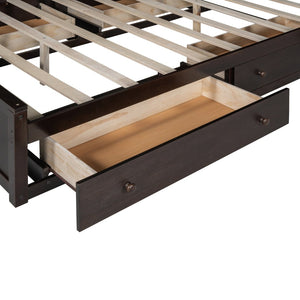 English Elm Queen Storage Bed with Shelving Cabinets Built-in Outlets and Four Under Drawers Espresso LP000742AAP