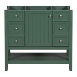 English Elm 36" Bathroom Vanity Without Sink, Cabinet Base Only, One Cabinet and Three Drawers, Green