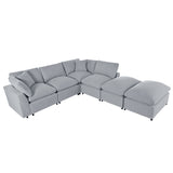 English Elm Modern Large U-Shape Sectional Sofa, 2 Large Chaise With Removable Ottomans For Living Room