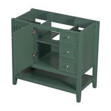 English Elm 36" Bathroom Vanity Without Sink, Cabinet Base Only, One Cabinet and Three Drawers, Green