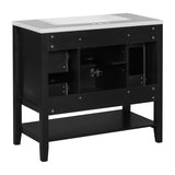 English Elm 36" Bathroom Vanity With Sink Combo, One Cabinet and Three Drawers, Solid Wood and Mdf Board, Black (Old Sku:Sy999505Aab)