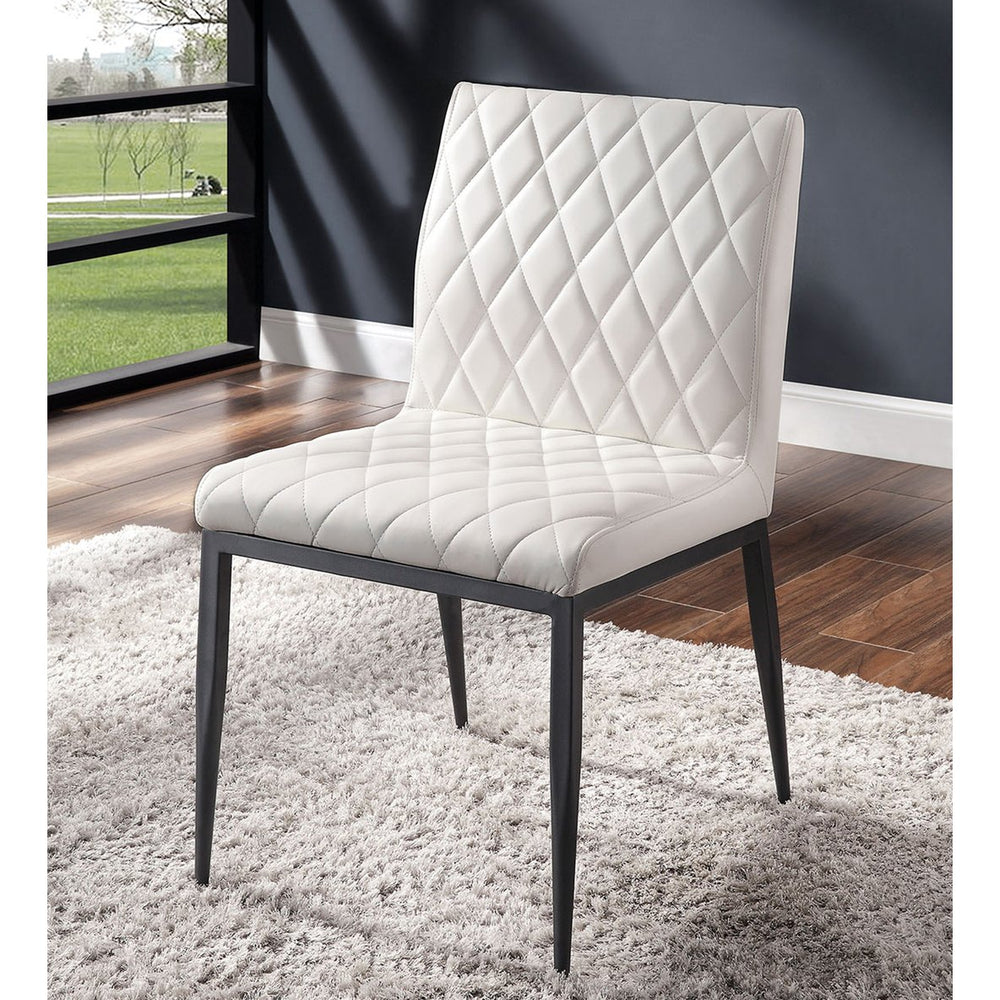 English Elm Set Diamond-Pattern Leatherette & Metal Dining Chairs (2) in Black & Ivory — Modern Comfort, Durable Style B016P156866