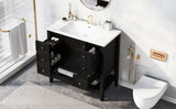 English Elm 36" Bathroom Vanity With Sink Combo, One Cabinet and Three Drawers, Solid Wood and Mdf Board, Black (Old Sku:Sy999505Aab)