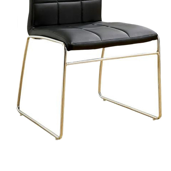 English Elm Set of 2 modern leatherette side chairs in black with chrome legs — padded comfort, sturdy dining style B016P156845