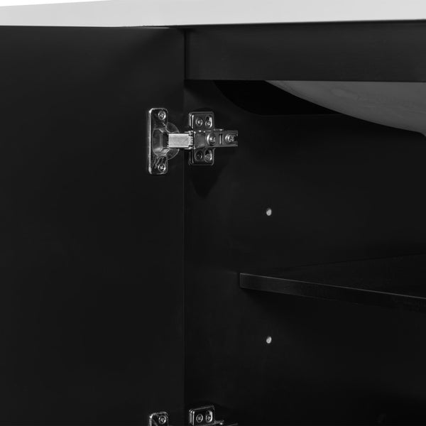 English Elm 36" Bathroom Vanity With Ceramic Sink, Solid Wood Frame, Modern Black Finish & Ample Storage Solutions N725P246500B