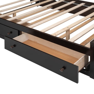 English Elm Full Platform Bed with Storage Headboard Built-in Outlets Shelving and Twin Trundle Espresso LP000642AAP