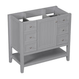 English Elm 36" Bathroom Vanity Without Sink, Cabinet Base Only, One Cabinet and Three Drawers, Grey