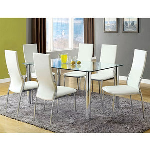English Elm Set of 2 Padded White Leatherette Dining Chairs with Chrome Legs, Modern Side Chairs for Stylish Homes B016P156844