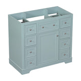 English Elm 36" Bathroom Vanity Without Sink, Cabinet Base Only, One Cabinet and Six Drawers, Green