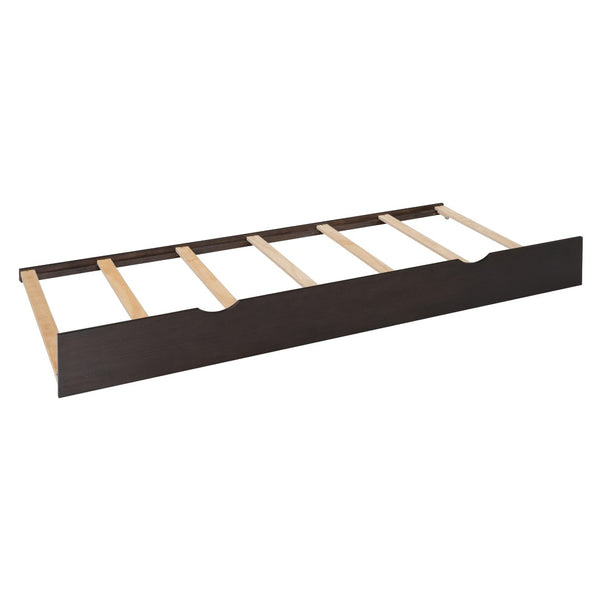 English Elm Queen Platform Bed with Headboard Storage Shelves Built-in Outlets and Trundle Drawer Espresso LP000842AAP