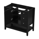 English Elm 36" Bathroom Vanity Without Sink, Cabinet Base Only, One Cabinet and Three Drawers, Black