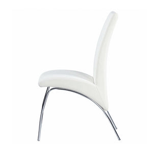English Elm Set of 2 Padded Leatherette Side Chairs White with Chrome Legs — Modern Curved Dining Accent Seats B016P156850