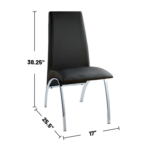 English Elm Leatherette Modern Upholstered Side Chairs Set of 2 — Black Curved Seats with Chrome Arched Legs, Sleek Dining Appeal B016P156848