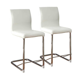 English Elm Set of 2 Mid-Century Padded Leatherette Counter Chairs in White with Sleek Chrome Legs for Style and Comfort B016P156822