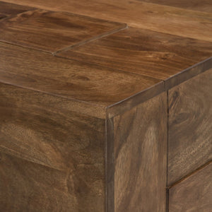 English Elm Luxvil Solid Mango Wood Square Coffee Table Geometric Carved Top Metal Base Living Room B024P156852