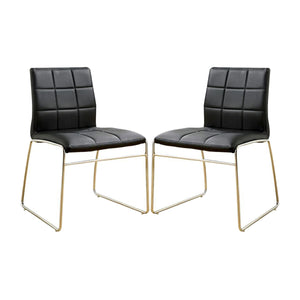 English Elm Set of 2 modern leatherette side chairs in black with chrome legs — padded comfort, sturdy dining style B016P156845
