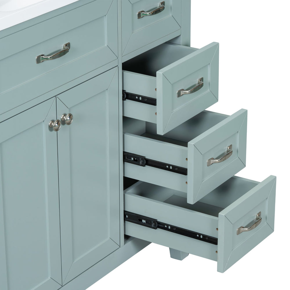 English Elm 36" Bathroom Vanity With Sink Combo - Stylish Green Cabinet, Solid Frame & Modern Design For Elegance N725P246491G