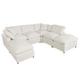 English Elm Modern Large U-Shape Sectional Sofa, 2 Large Chaise With Removable Ottomans For Living Room