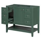 English Elm 36" Bathroom Vanity Without Sink, Cabinet Base Only, One Cabinet and Three Drawers, Green