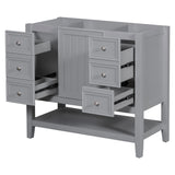 English Elm 36" Bathroom Vanity Without Sink, Cabinet Base Only, One Cabinet and Three Drawers, Grey