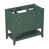 English Elm 36" Bathroom Vanity Without Sink, Cabinet Base Only, One Cabinet and Three Drawers, Green