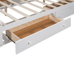 English Elm Queen Storage Bed with Shelving Cabinets Built-in Outlets and Four Under Drawers LP000742AAK-1