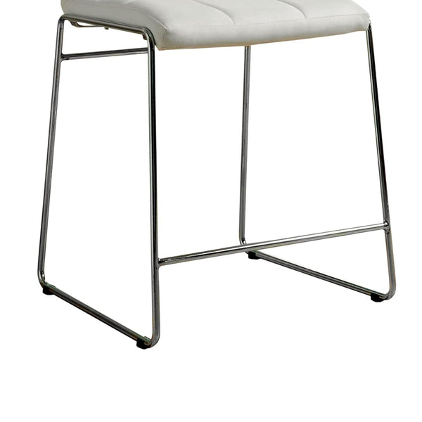 English Elm Set White Leatherette Counter Height Chairs - Set of 2 Padded Chrome Leg Stools, Modern Comfort & Durable Design B016P156846