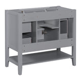 English Elm 36" Bathroom Vanity Without Sink, Cabinet Base Only, One Cabinet and Three Drawers, Grey