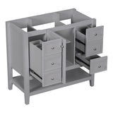 English Elm 36" Bathroom Vanity Without Sink, Cabinet Base Only, One Cabinet and Three Drawers, Grey