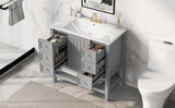 English Elm 36" Bathroom Vanity With Sink Combo, One Cabinet and Three Drawers, Solid Wood and Mdf Board, Grey