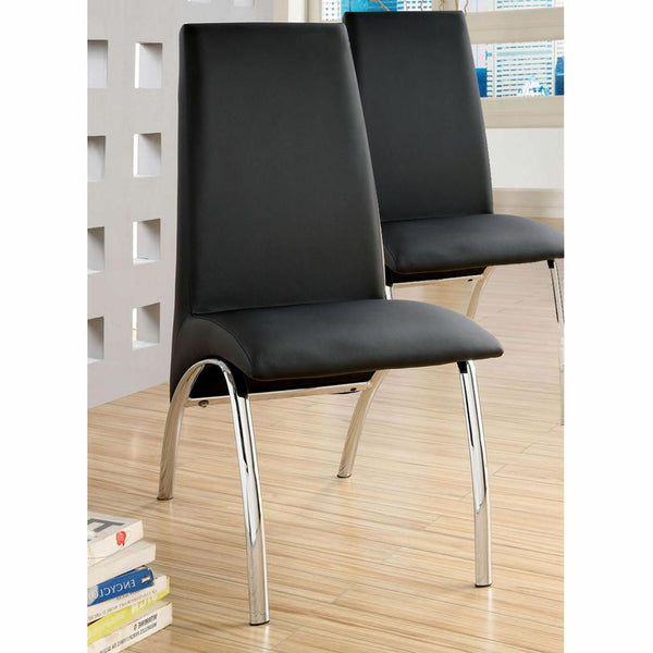 English Elm Leatherette Modern Upholstered Side Chairs Set of 2 — Black Curved Seats with Chrome Arched Legs, Sleek Dining Appeal B016P156848