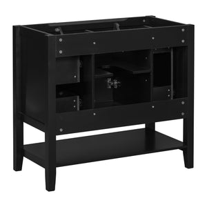 English Elm 36" Modern Black Bathroom Vanity Base with 1 Door, 3 Drawers, Solid Poplar Build, Undermount Ready, 200lb Capacity WF306244AAB
