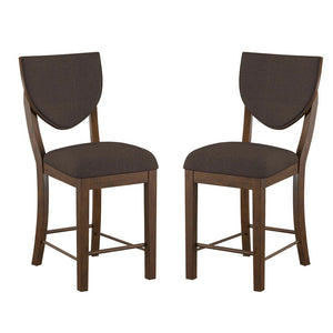 English Elm Set of 2 Walnut Fabric Padded Counter Height Chairs with Curved Legs, Stylish Comfort and Durable Upholstery B016P156864