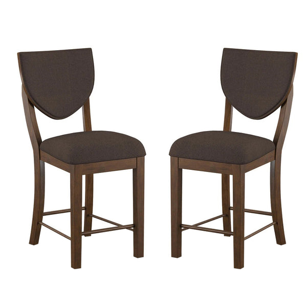 English Elm Set of 2 Walnut Fabric Padded Counter Height Chairs with Curved Legs, Stylish Comfort and Durable Upholstery B016P156864