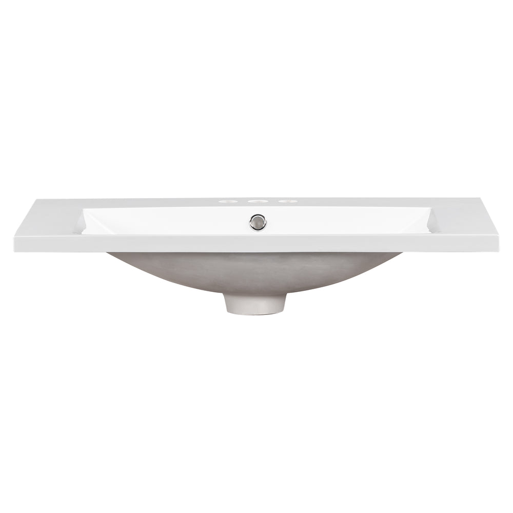 English Elm 30" Resin Bathroom Vanity Top with 3 Faucet Holes, Durable White Basin, Easy-Care Surface, 36.5" L WF316527AAK