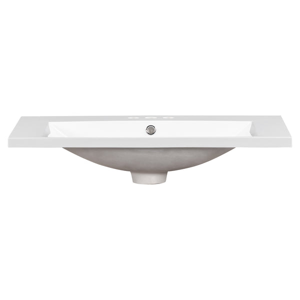 English Elm 30" Resin Bathroom Vanity Top with 3 Faucet Holes, Durable White Basin, Easy-Care Surface, 36.5" L WF316527AAK