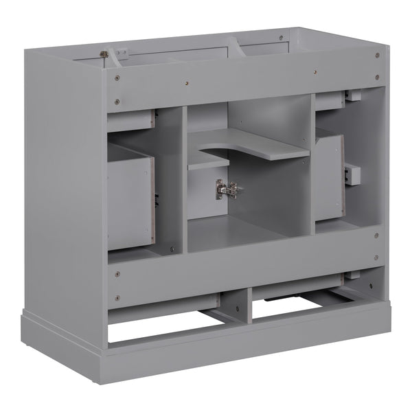 English Elm 36" Modern Bathroom Vanity Cabinet Base with Six Drawers, Adjustable Shelf & Drawer Organizer Grey WF307973AAE