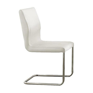 English Elm Set of 2 White Padded Leatherette Dining Chairs with L-Shape Chrome Legs — Modern Comfort Style B016P156823