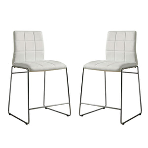 English Elm Set White Leatherette Counter Height Chairs - Set of 2 Padded Chrome Leg Stools, Modern Comfort & Durable Design B016P156846