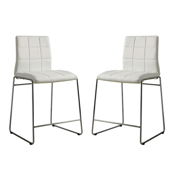 English Elm Set White Leatherette Counter Height Chairs - Set of 2 Padded Chrome Leg Stools, Modern Comfort & Durable Design B016P156846