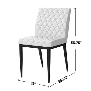 English Elm Set Diamond-Pattern Leatherette & Metal Dining Chairs (2) in Black & Ivory — Modern Comfort, Durable Style B016P156866