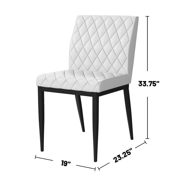 English Elm Set Diamond-Pattern Leatherette & Metal Dining Chairs (2) in Black & Ivory — Modern Comfort, Durable Style B016P156866