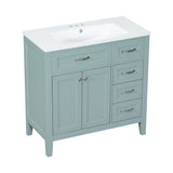 English Elm 36" Bathroom Vanity With Sink Combo, Green Bathroom Cabinet With Drawers, Solid Frame and Mdf Board