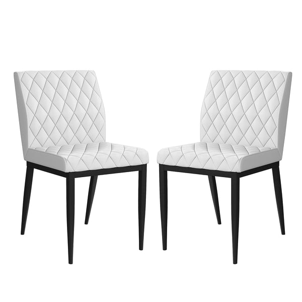 English Elm Set Diamond-Pattern Leatherette & Metal Dining Chairs (2) in Black & Ivory — Modern Comfort, Durable Style B016P156866